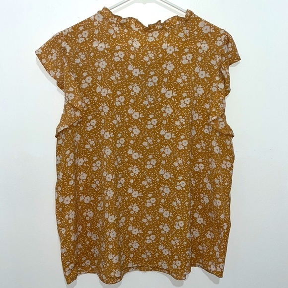 Perch by Blu-Pepper floral ruffle sleeve top w/tie at neck. 2X - Picture 6 of 6